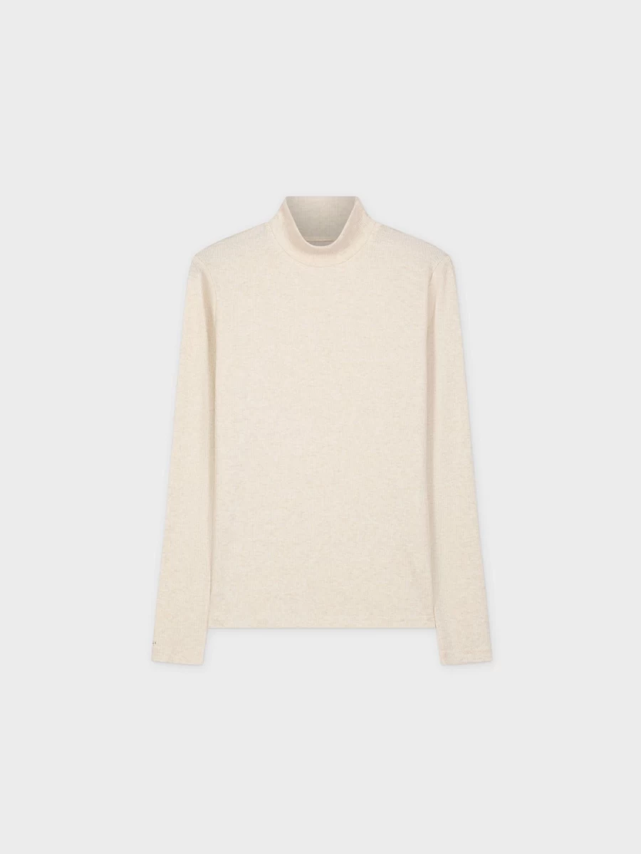 MELI Women's Cream Heathered Turtleneck Sweater - Soft Knit Winter Top