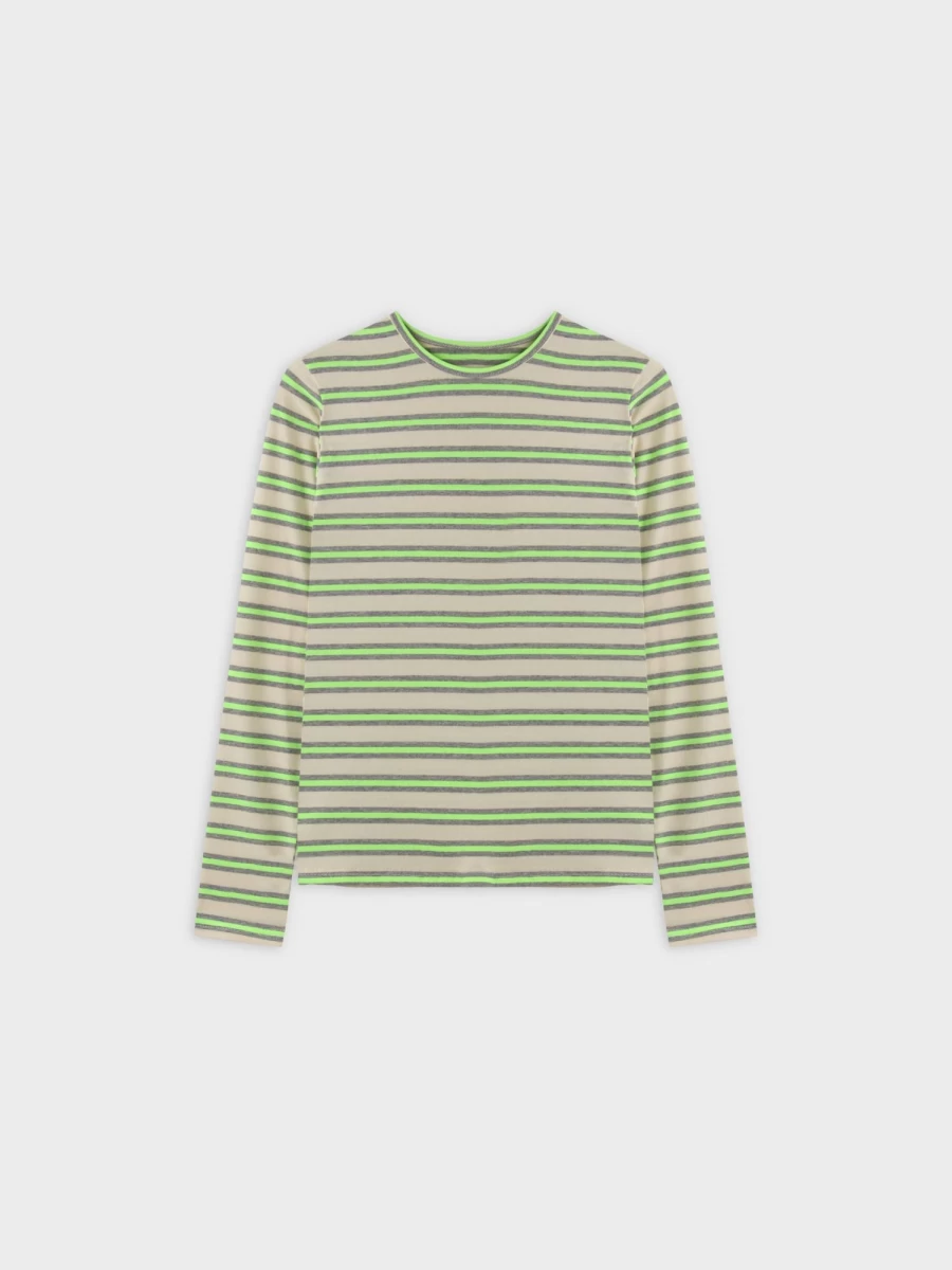 TTS Women's Neon Stripe Crew Neck Sweatshirt - Grey with Yellow Accents
