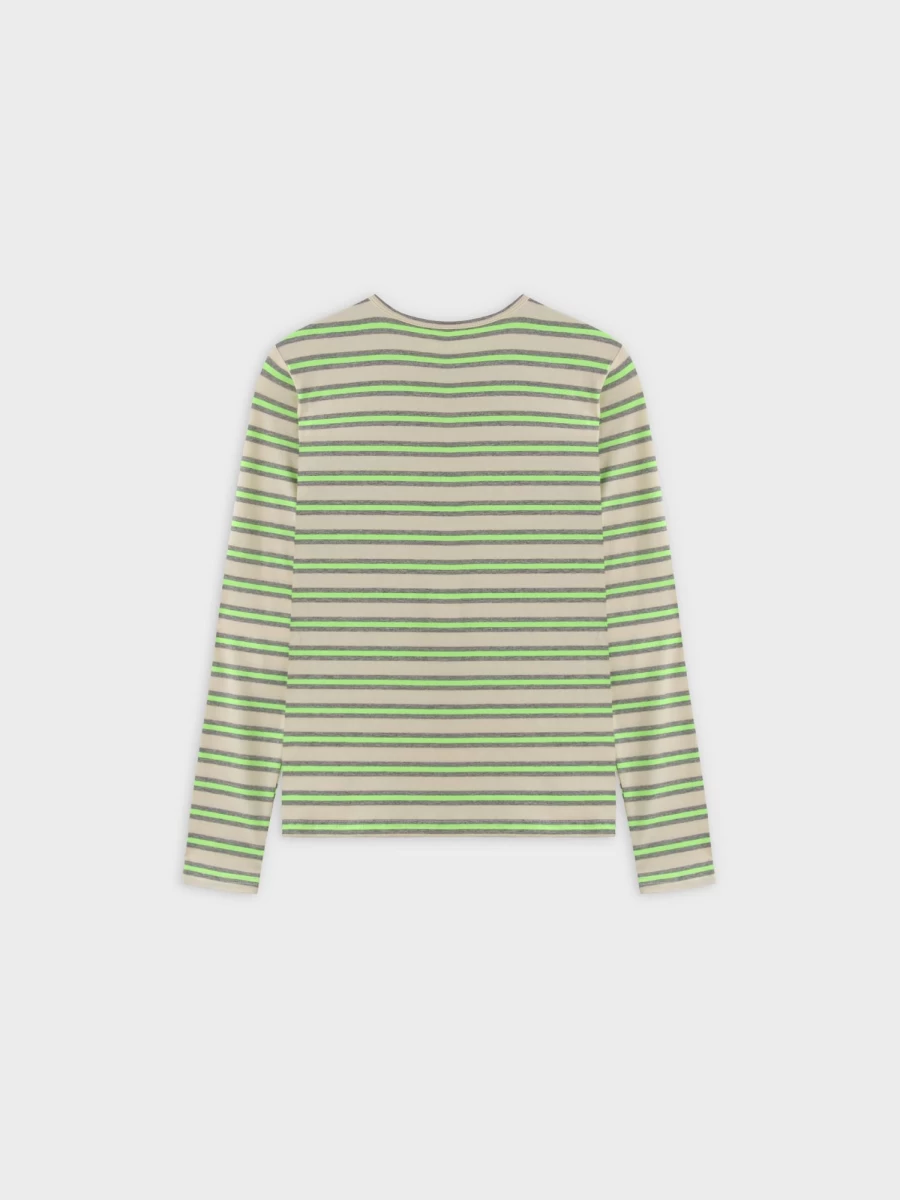 TTS Women's Neon Stripe Crew Neck Sweatshirt - Grey with Yellow Accents