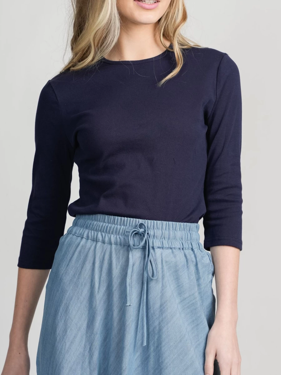 MELI Women's Classic 3Q-Navy T-Shirt | Comfortable Casual Tee for Everyday Wear