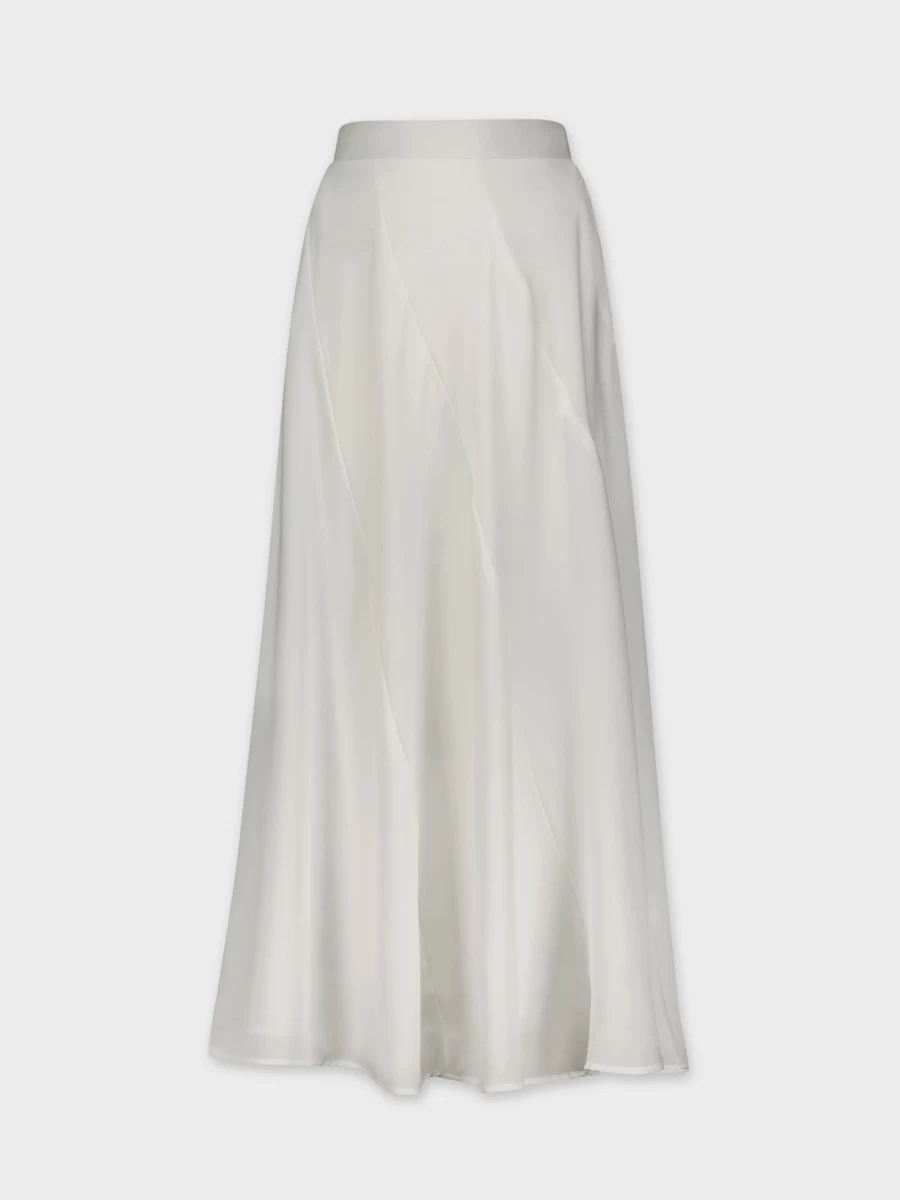 SOLEI Women's White Satin Skirt - Elegant Full Length Skirt for Women