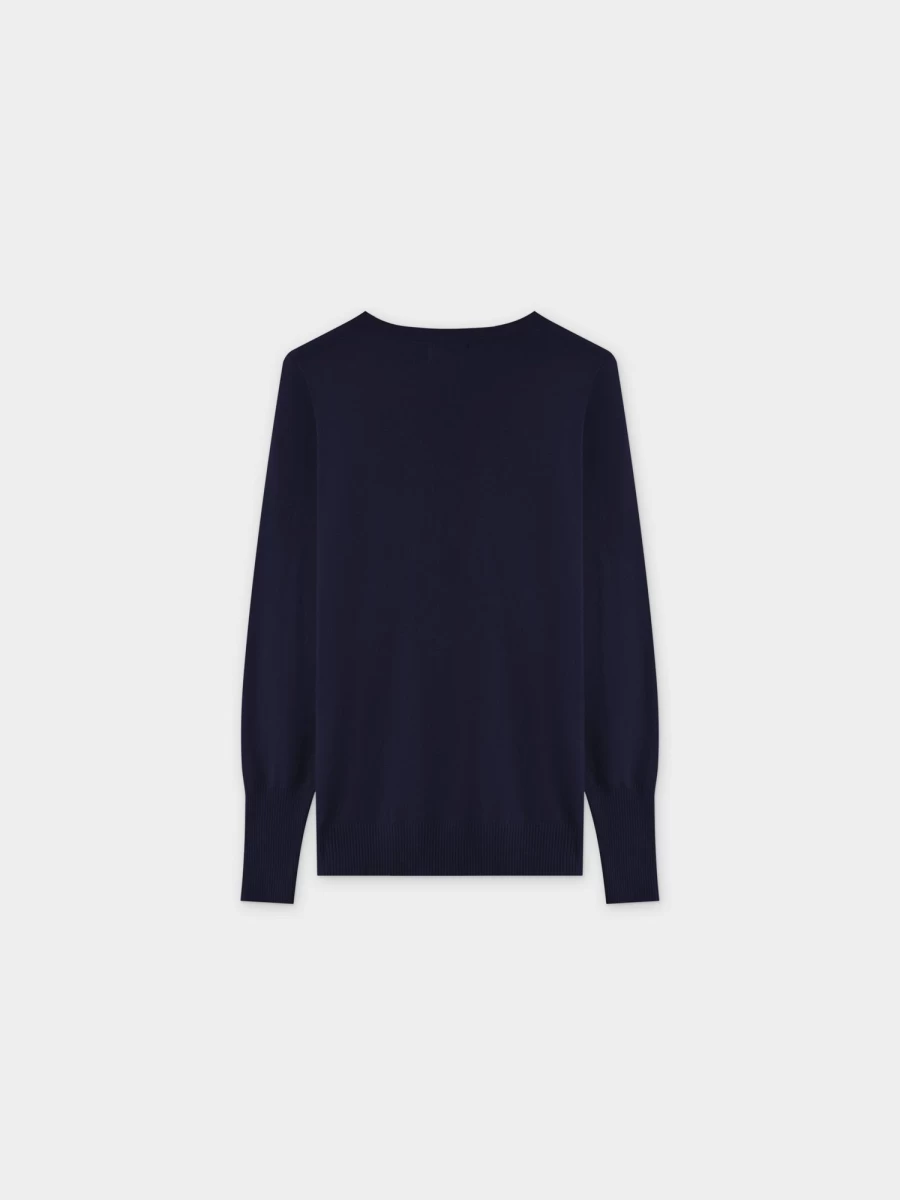 MELI Women's Basic Long Sleeve Crewneck Sweater - Dark Navy