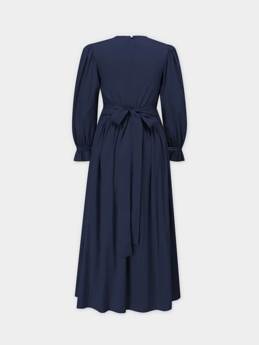 TTS Women's Navy Blue Smocked Dress - Elegant & Comfortable Summer Outfit
