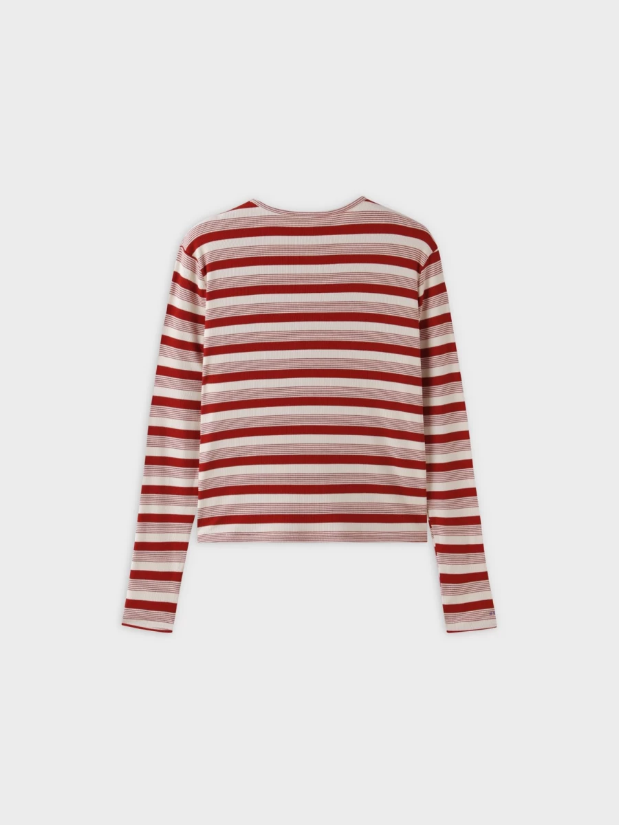 MELI Women's Striped Wrap Tee - Berry & White Multi Stripe Casual T-Shirt