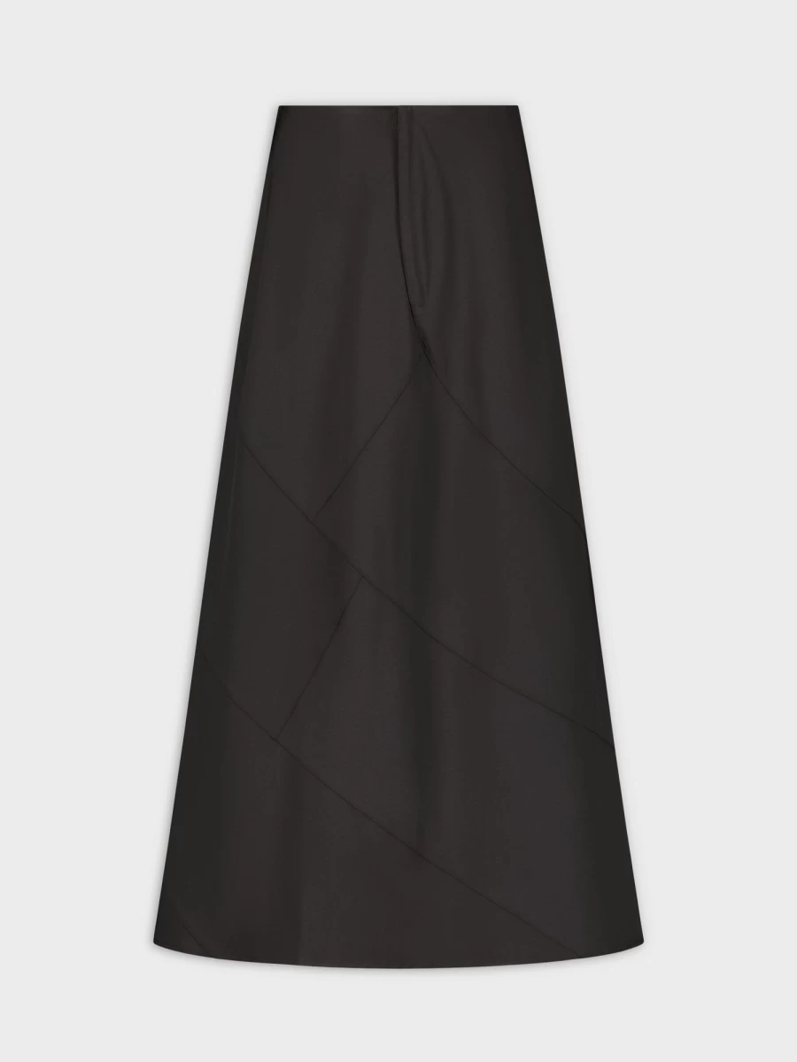 HAILEY Women's Black Seamed A-Line Skirt - Classic Fit Mid-Length Style