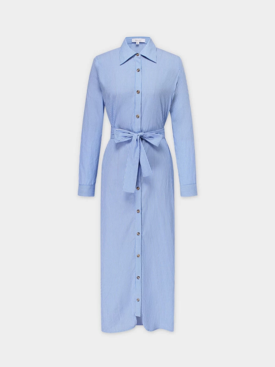 Hailey Women's Light Blue and White Monday Dress - Casual Flowy Summer Dress