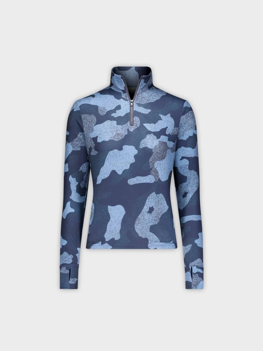 TTS Women's Half Zip Techno Tee - Blue Cameo Pullover Top