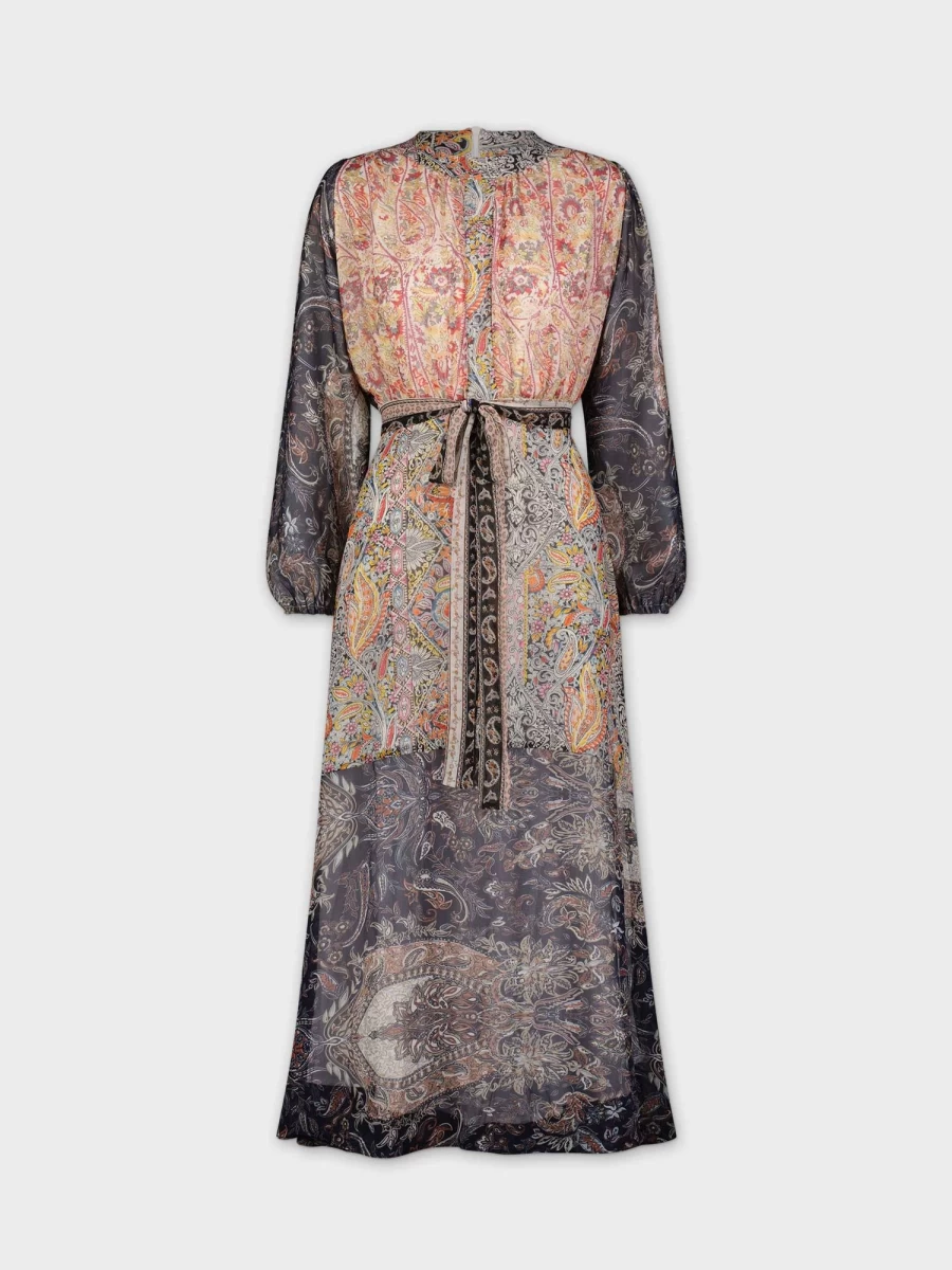 STELLA & ROSE Women's Floral Mix Media Dress - Elegant Printed Boho Chic Style
