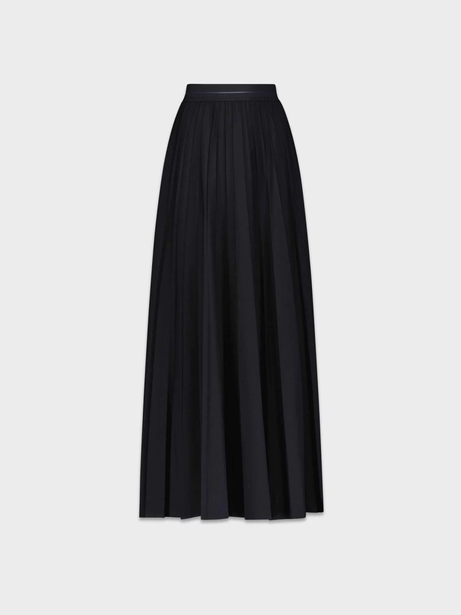 MELI Women's Navy Pleated Skirt 37" - Classic A-Line Mid-Length Style
