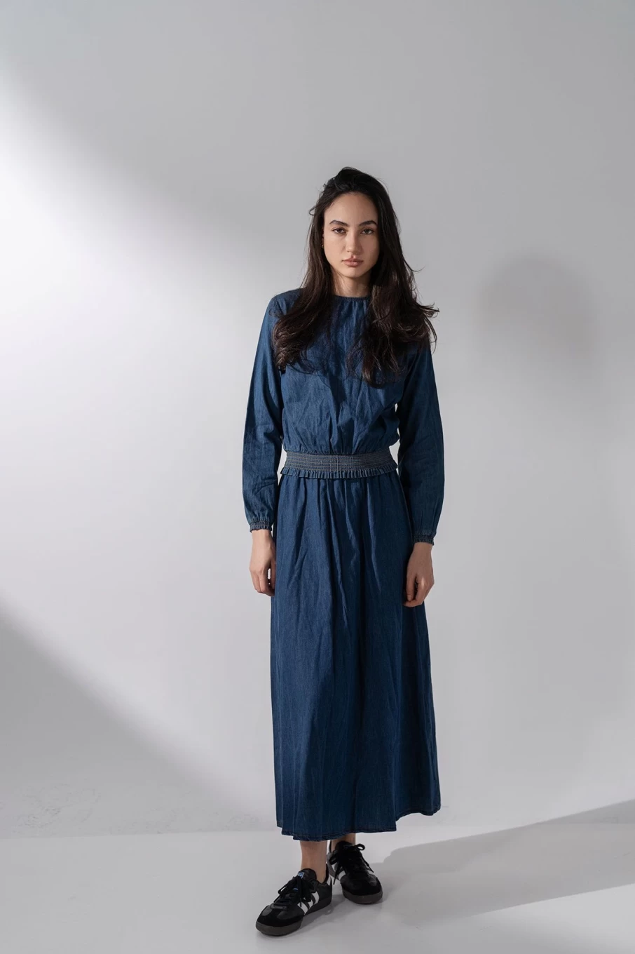 VAARA Women's Blue High-Waisted Denim Top - Stylish Casual Shirt for Women