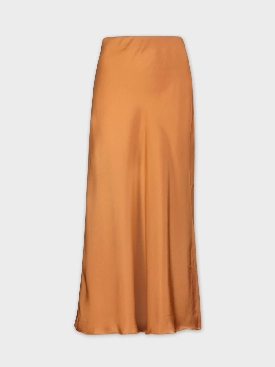 HAILEY Women's Bronze Satin Slip Skirt - Elegant Midi Length Lounge & Nightwear