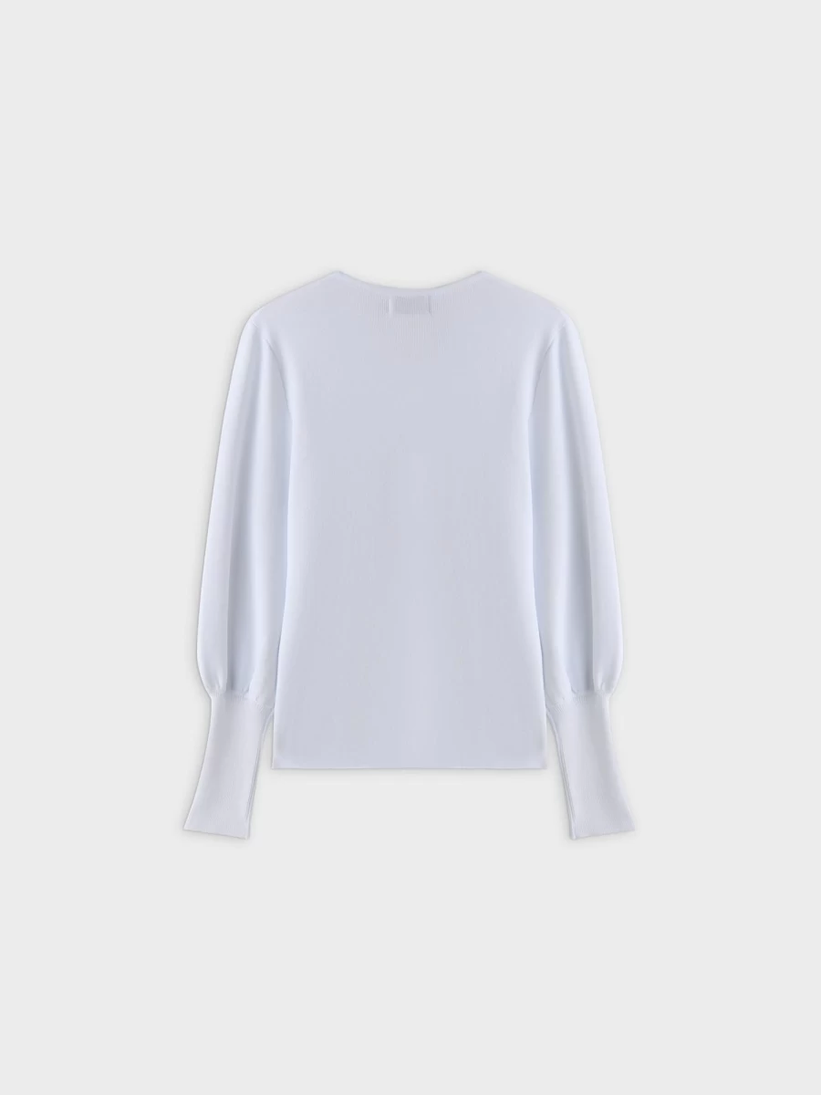 Pose Women's White High Cuff Knit Sweater - Elegant Winter Fashion Top