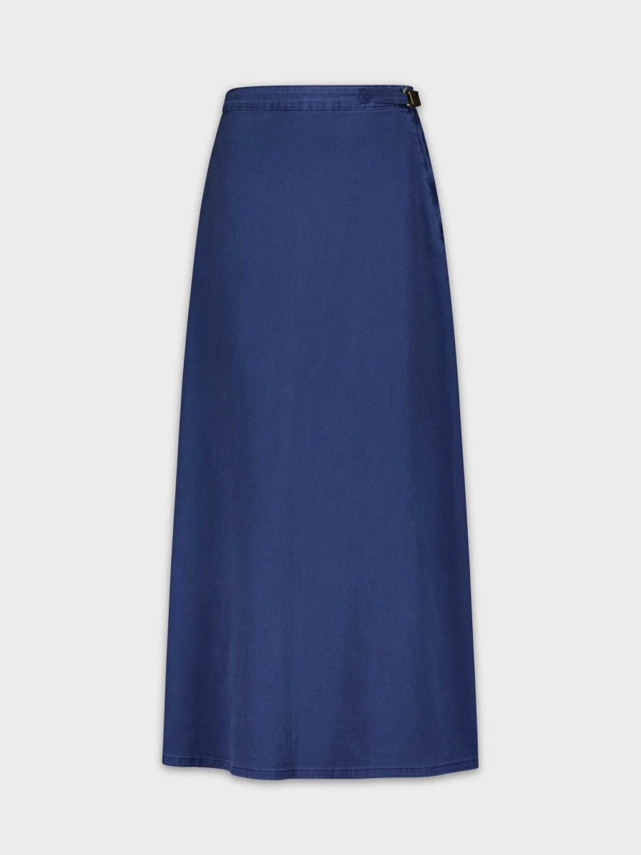 MELI Women's Aline Denim Skirt in Blue - Mid Waist Stretch Denim Skirt for Women