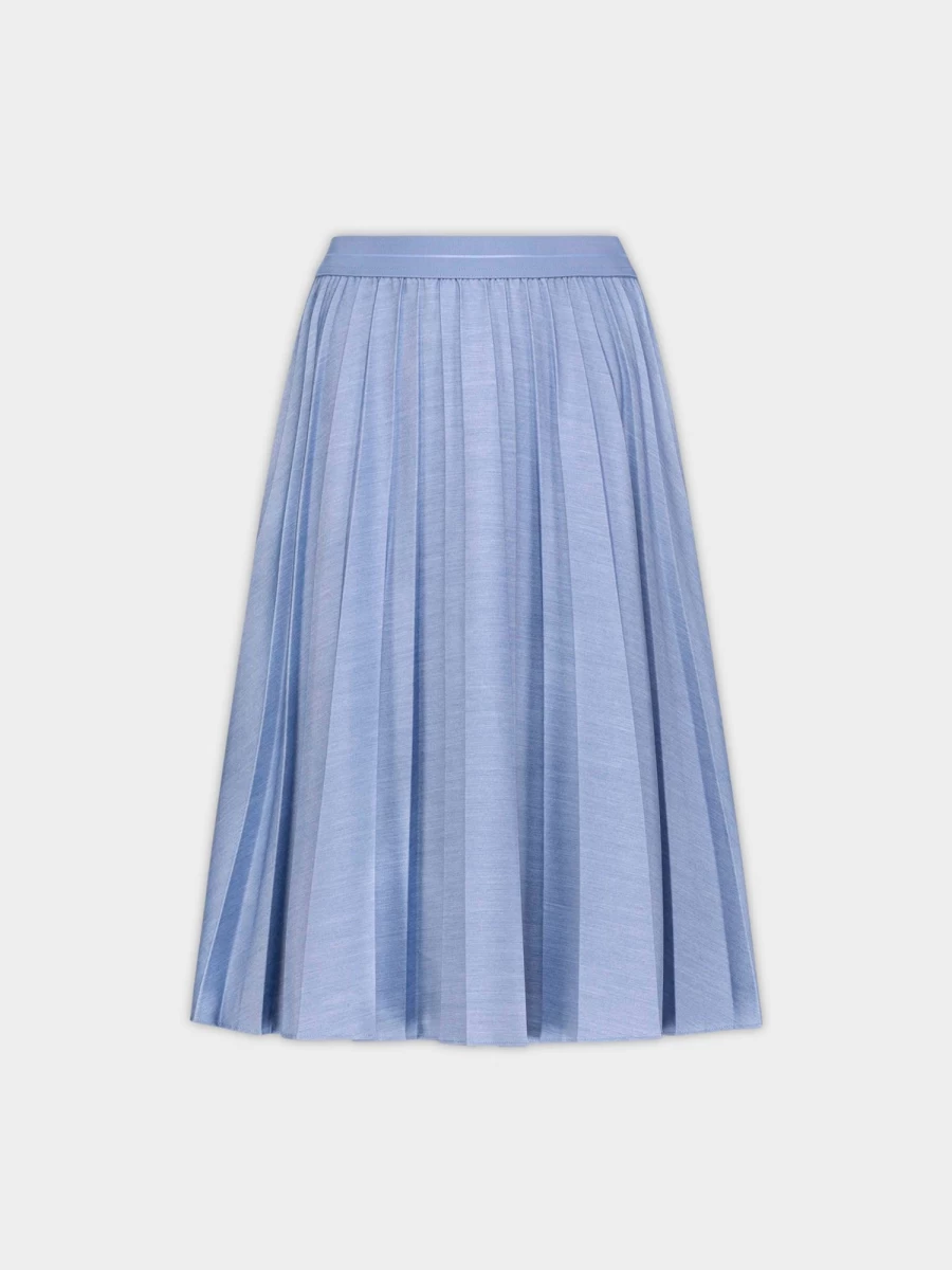 MELI Women's Light Blue Denim Pleated Skirt - 26" Length
