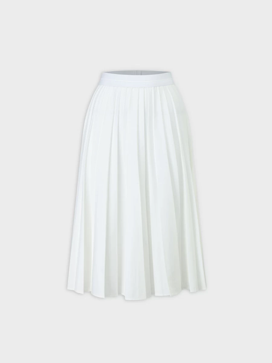 MELI Women's White Pleated Skirt 24" - Classic A-Line Mid-Length Skirt for Women