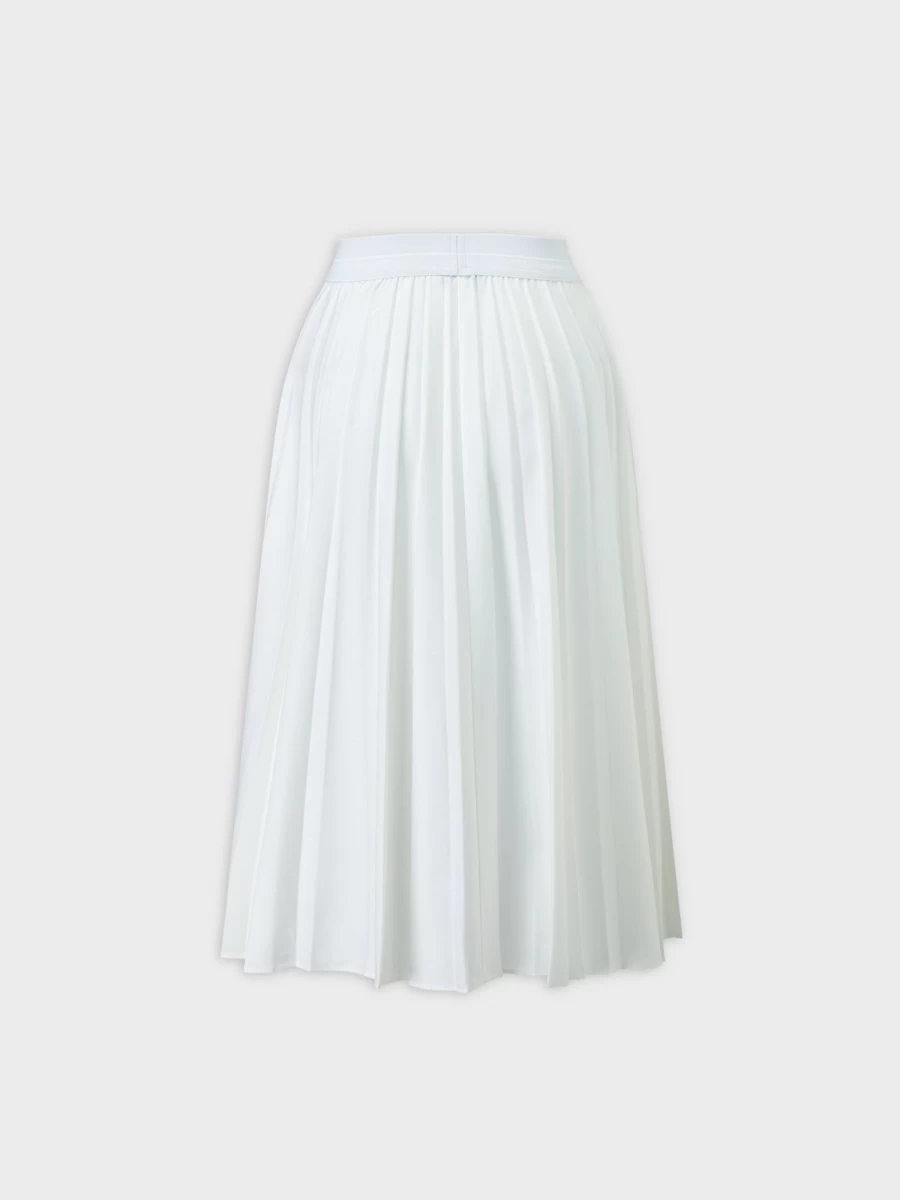 MELI Women's White Pleated Skirt 24" - Classic A-Line Mid-Length Skirt for Women