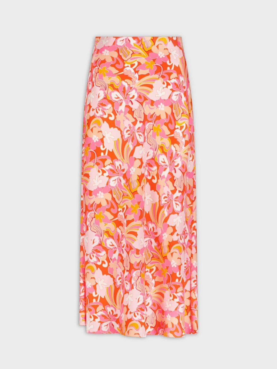 "HAILEY Women's Pink Retro Satin Slip Skirt - Vintage Style Midi Skirt"