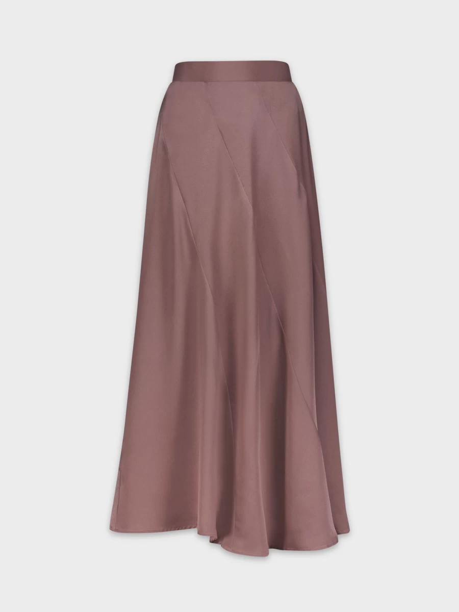 SOLEI Women's Lilac Satin Full Skirt - Elegant Mid-Length Flowy Skirt for Women
