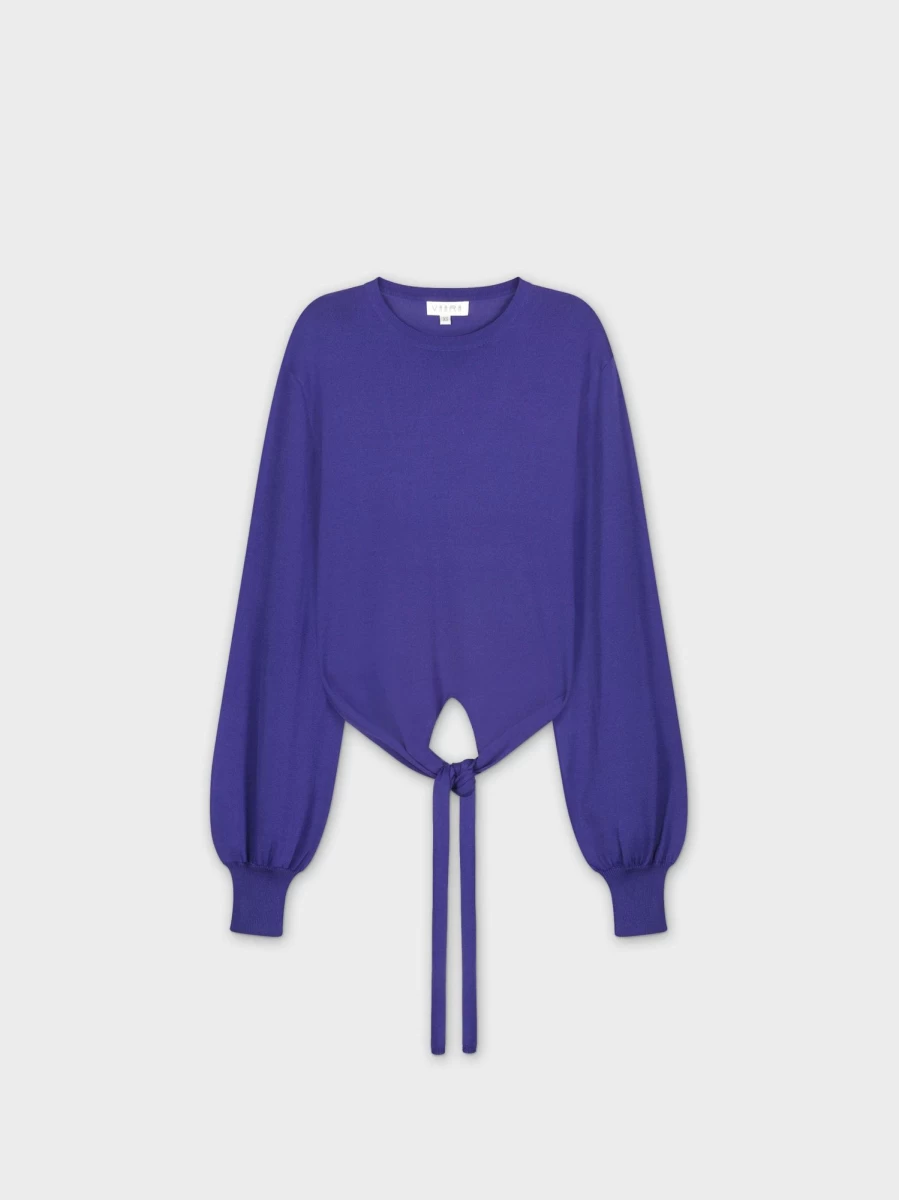 VAARA Women's Blue Front Tie Sweater - Soft Knit Casual Pullover