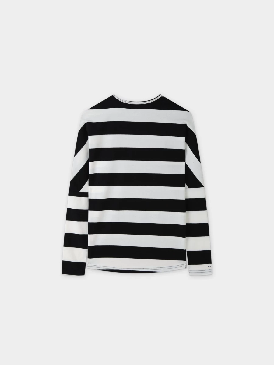 MELI Women's Striped Dolman V-Neck T-Shirt - Black & White Casual Long Sleeve Top