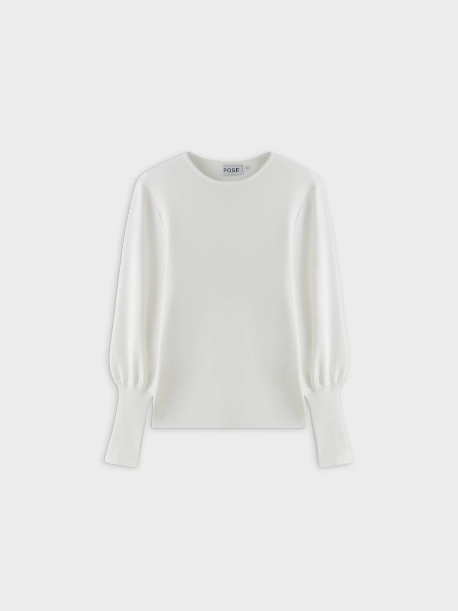 Pose Women's Cream High Cuff Knit Sweater - Soft Winter Pullover