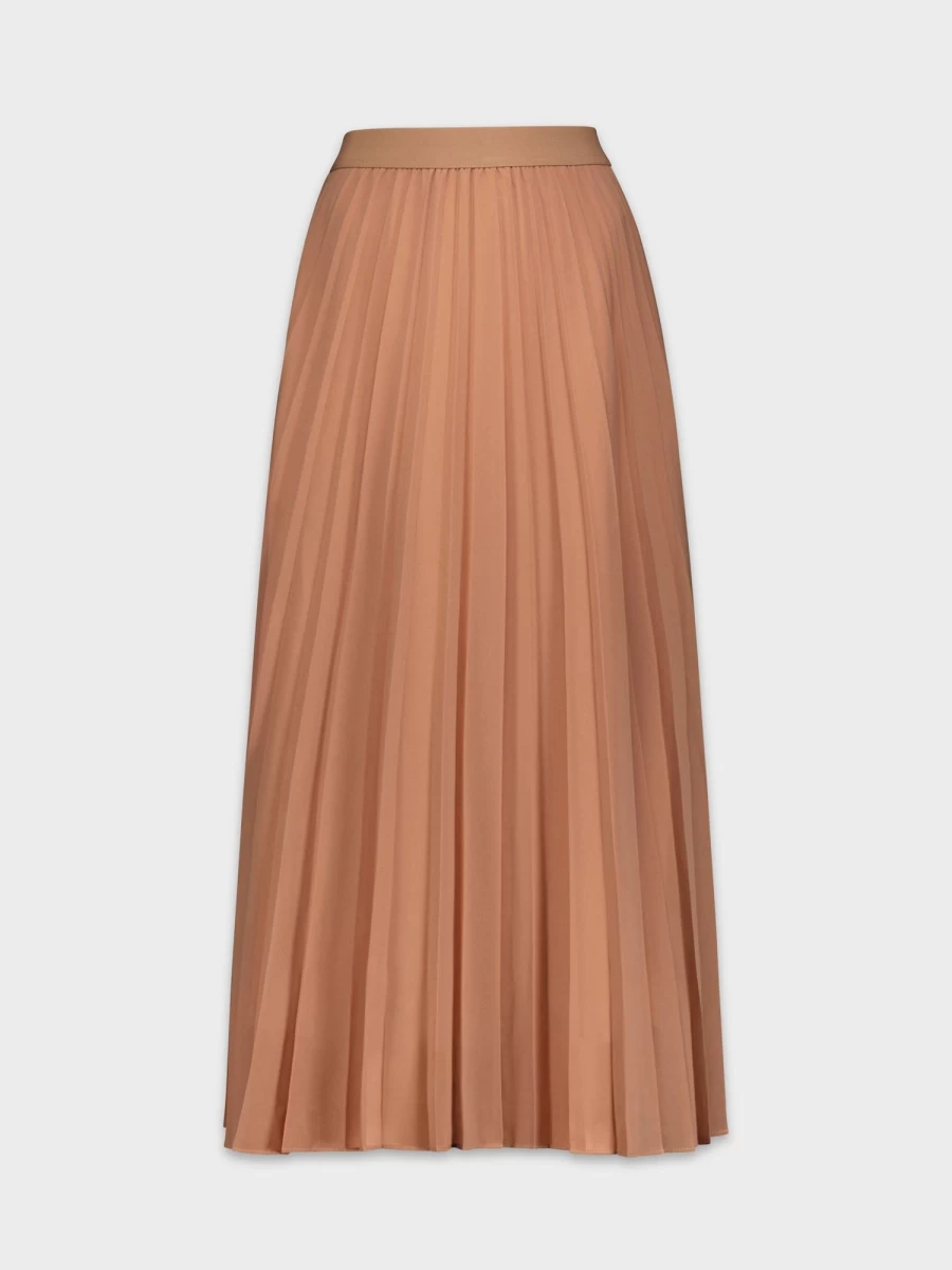 POSE Women's Rose Taupe Chiffon Pleated Skirt - Elegant High Waist Flowy Midi Skirt for Summer