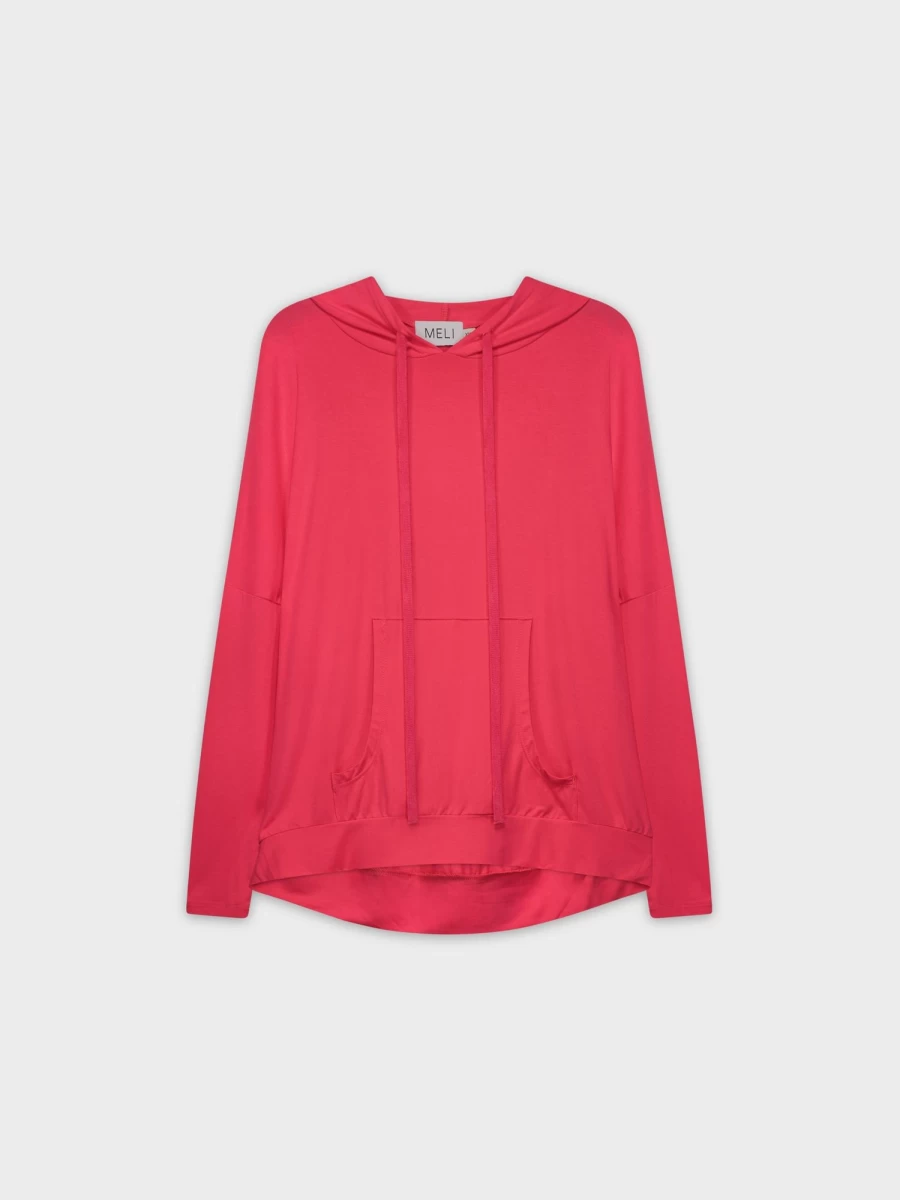 MELI Women's Hot Pink T-Shirt Hoodie - Stylish Casual Pullover Sweatshirt