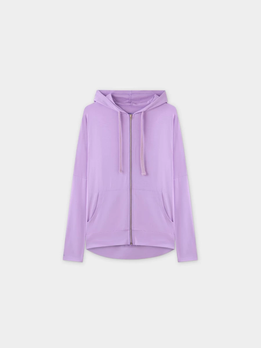 MELI Women's Lavender Zip Up Hoodie - Soft Casual Pullover Jacket
