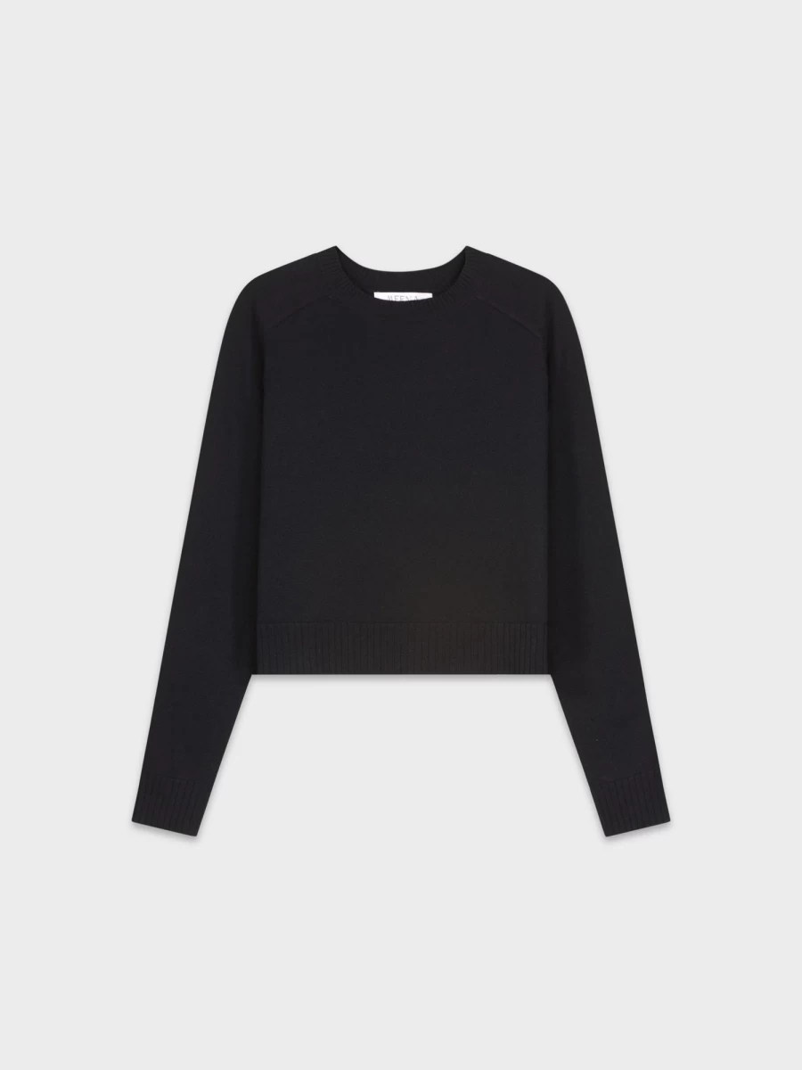 MEENA Women's Black Ribbed Band Sweater - Stylish & Comfortable Knit Top