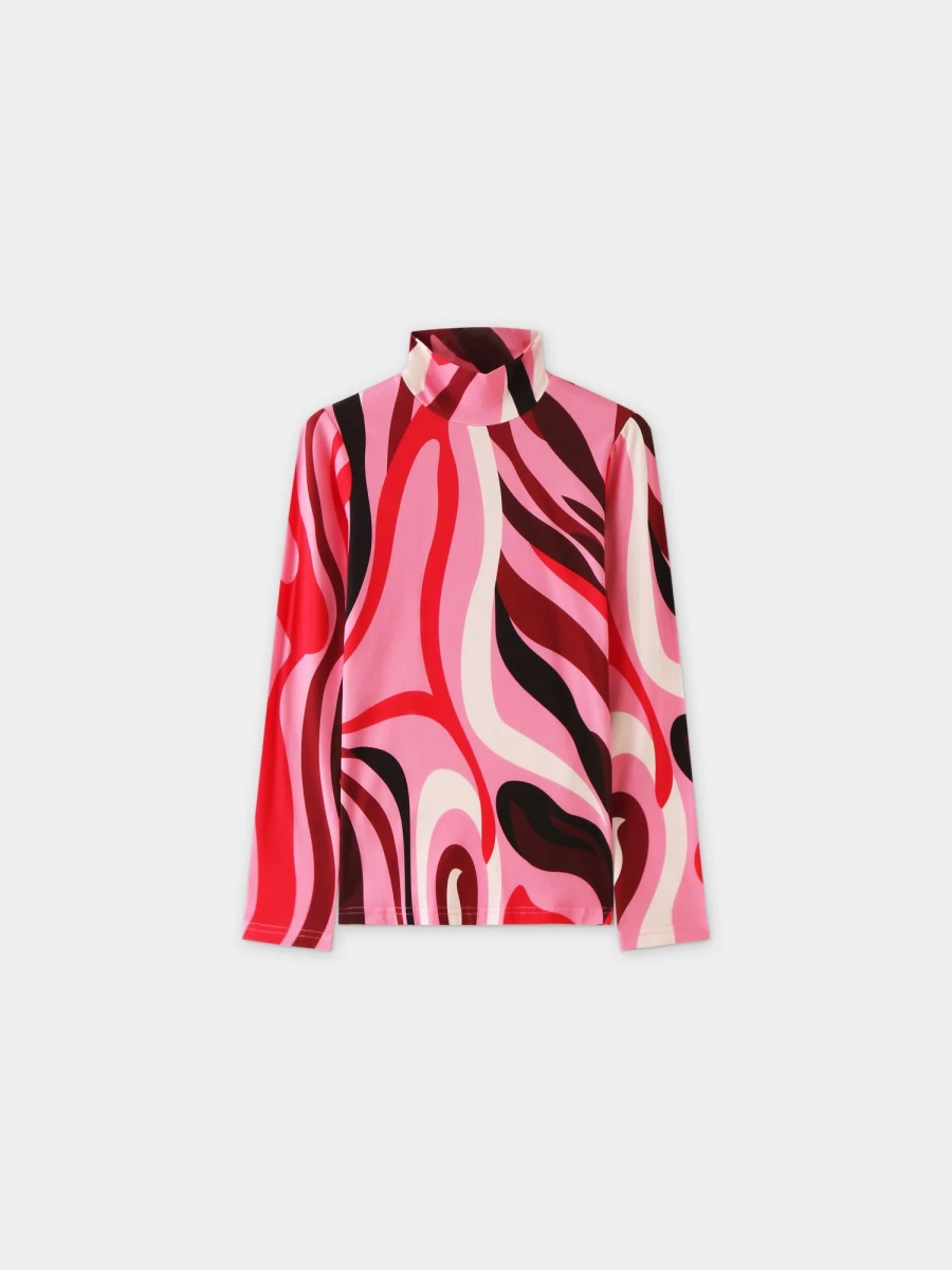 "HAILEY Women's Pink Swirl Printed Turtleneck Sweater"