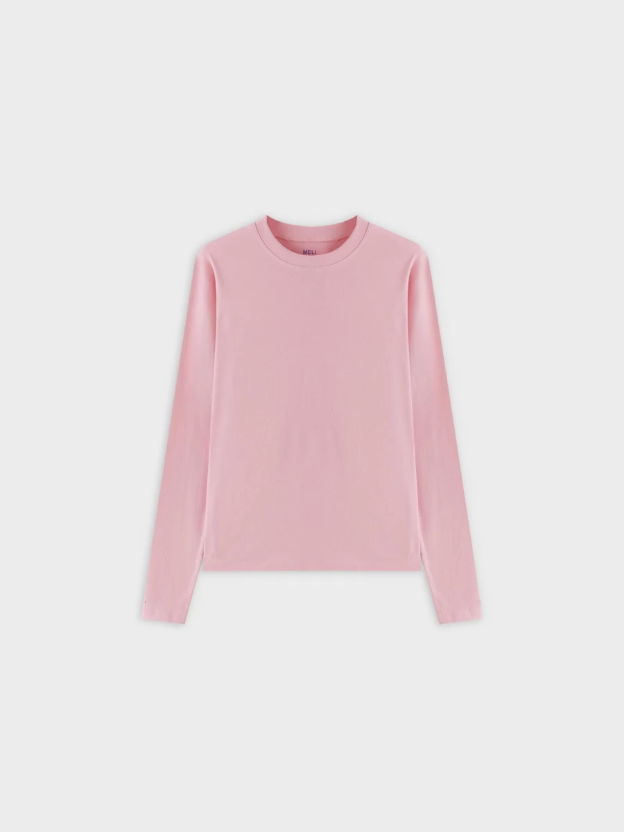 MELI Women's Classic Long Sleeve T-Shirt in Light Pink - Soft Cotton Basic Tee