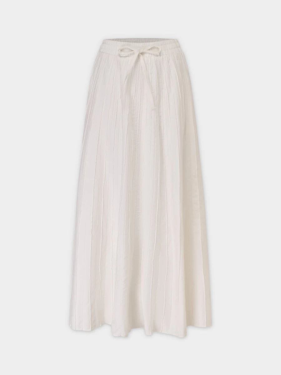 MELI Women's Washed White Seamed Denim Skirt - Vintage High Waist A-Line Style