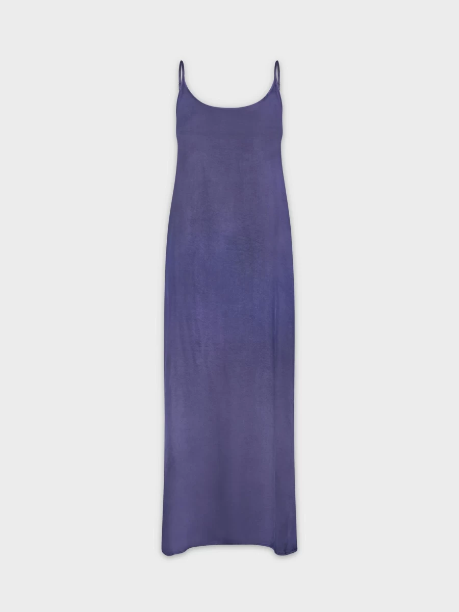 HAILEY Women's Navy Crew Neck Slip Dress - Elegant Sleeveless Midaxi Dress
