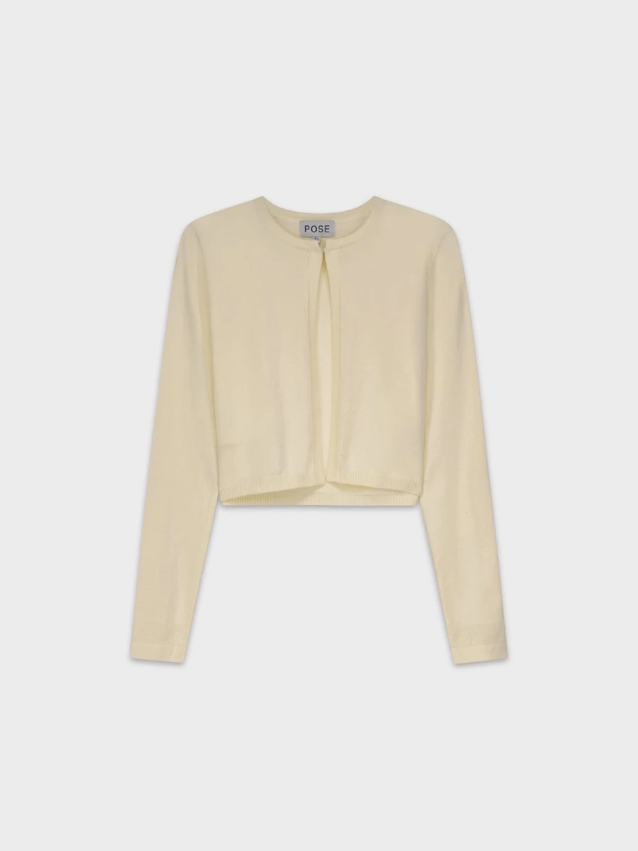 POSE Women's Cream Flat Knit Shrug - Elegant Cover-Up for Casual & Formal Wear