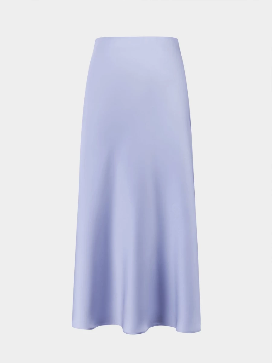 HAILEY Women's Ocean Blue Satin Slip Skirt - Elegant Midi Length Lounge & Night Out Skirt