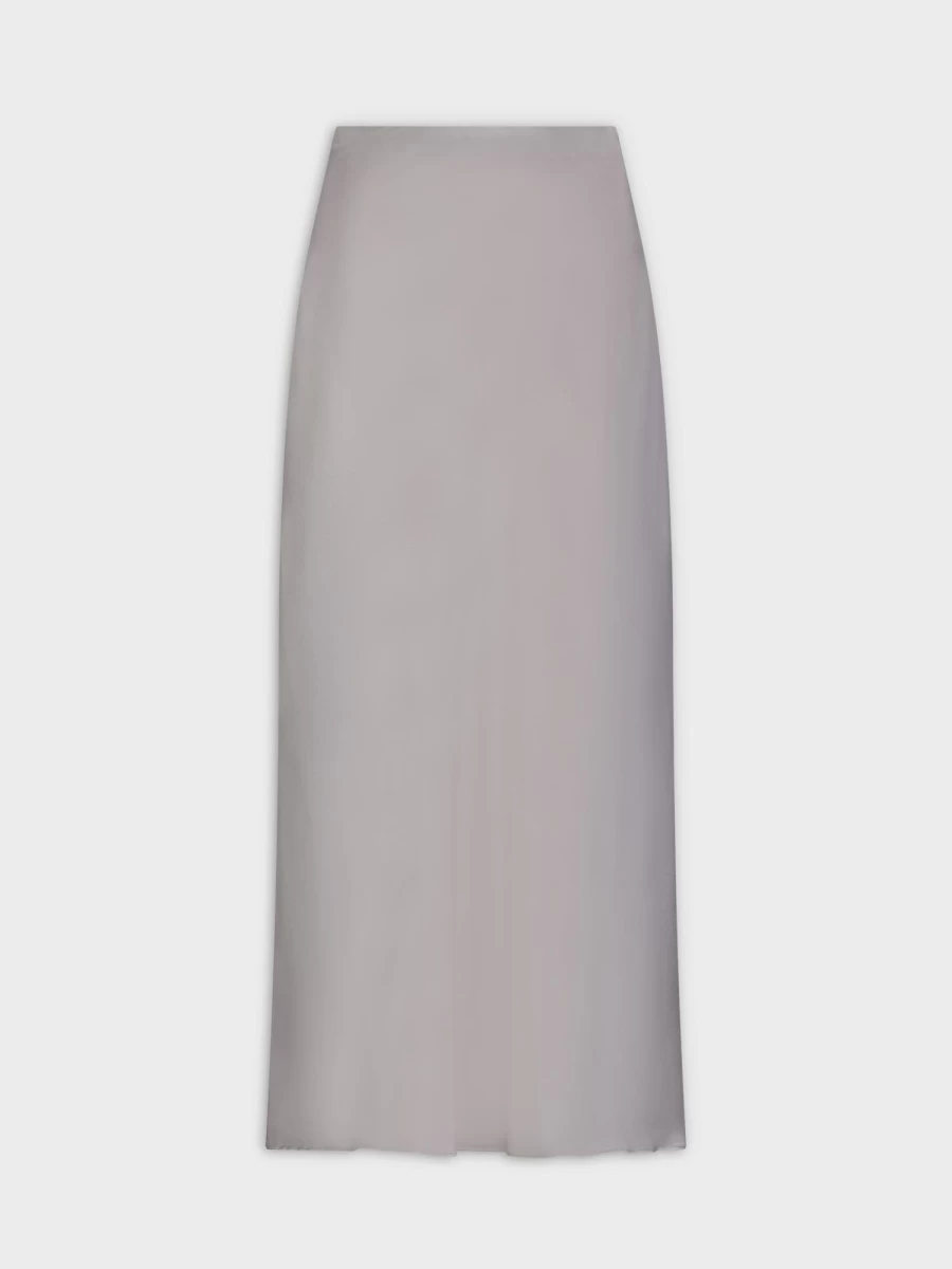 "HAILEY Women's Grey Satin Slip Skirt - Elegant Midi Skirt for Women"