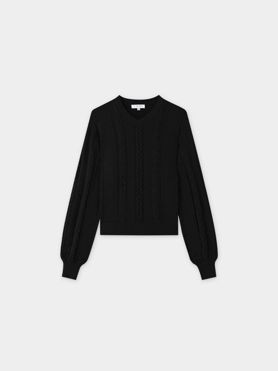 VAARA Women's Black Cross Stitch Embroidered Sweater
