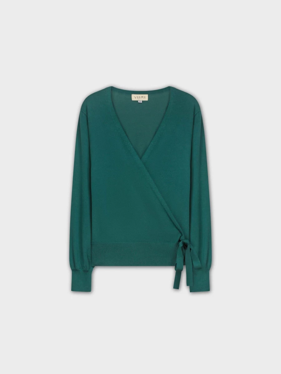 VAARA Women's Lightweight Green Wrap Sweater - Soft Casual Knit Cardigan
