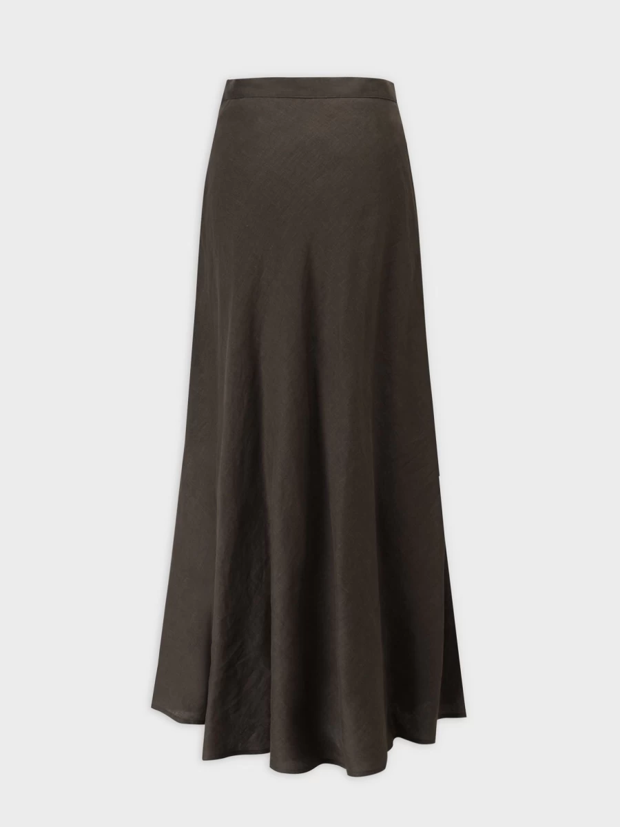 "Hailey Women's Green Linen Blend A-Line Skirt - Eco-Friendly Summer Mid-Length Skirt"