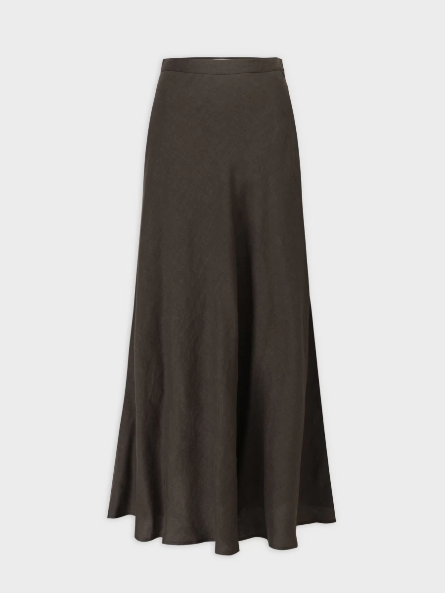"Hailey Women's Green Linen Blend A-Line Skirt - Eco-Friendly Summer Mid-Length Skirt"
