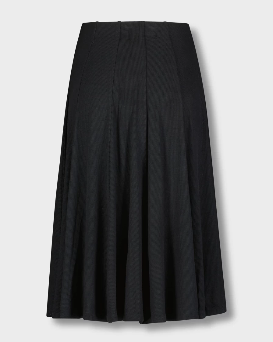 TTS Women's Basic Ribbed Knit Skirt - Black, 25 Inch Length, Stretchy Comfort Fit, High Waist Pencil Skirt for Casual & Office Wear