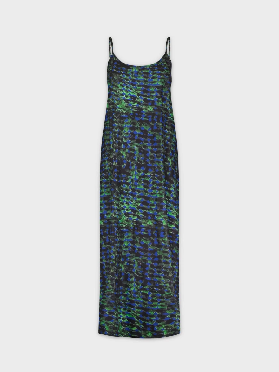HAILEY Women's Green Forest Crew Neck Slip Dress - Elegant Sleeveless Midi Dress