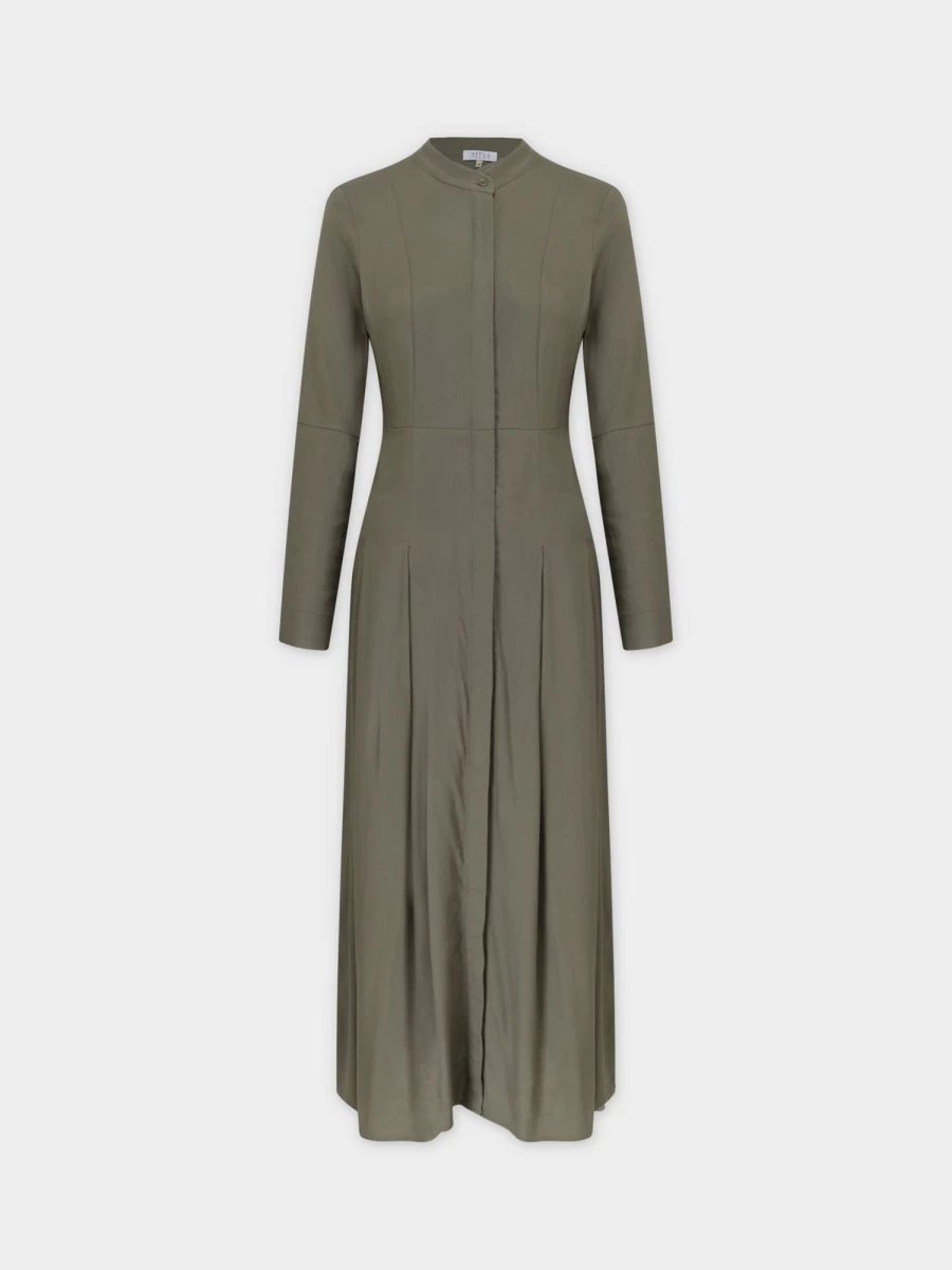 MEENA Women's Sage Green Linen Shirtdress - Relaxed Fit Summer Dress