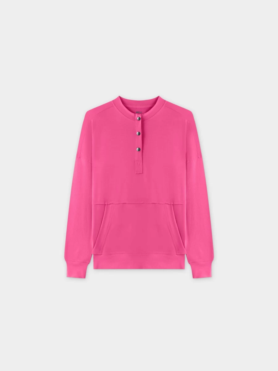 MELI Women's Pocket Tee in Hot Pink - Soft Casual Short Sleeve T-Shirt