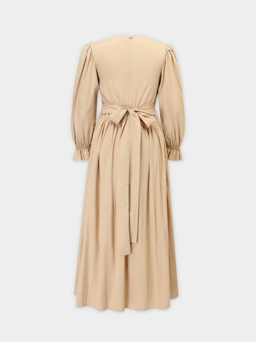 TTS Women's Tan Smocked Dress - Elegant & Comfortable Summer Outfit
