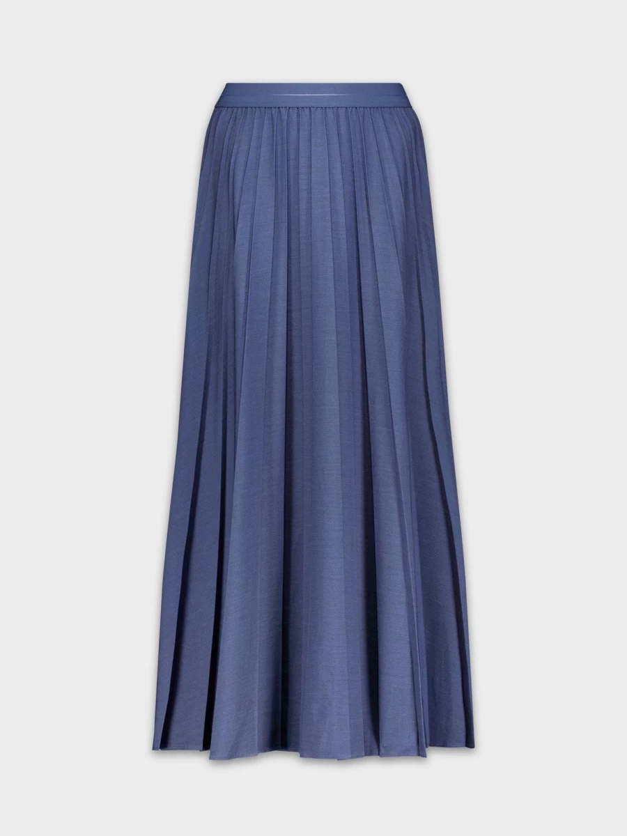 MELI Women's Dark Blue Denim Pleated Skirt - 37" Length Mid-Length Style