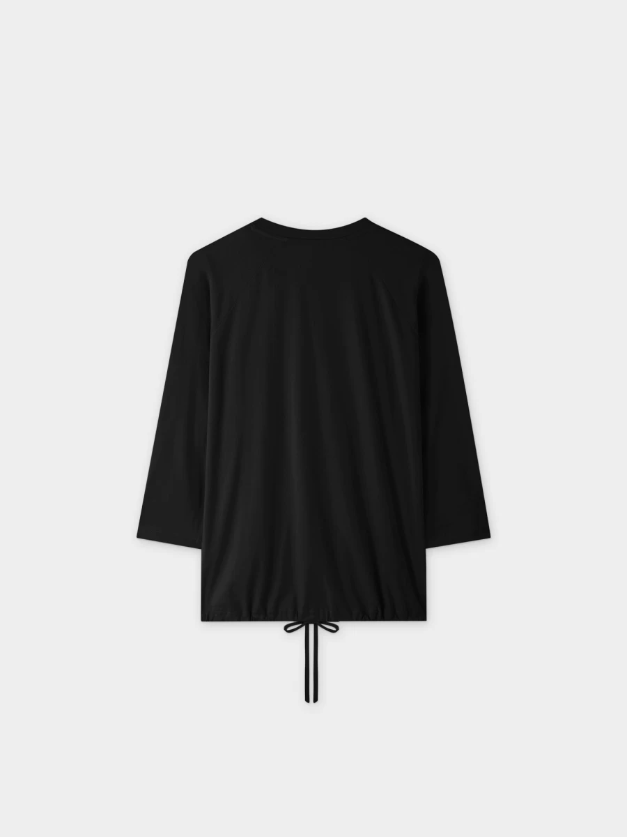 MELI Women's Black Drawstring T-Shirt - Casual Comfort Fit Tee