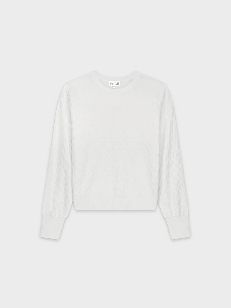 POSE Women's White Octagon Design Sweater - Elegant Knit Top for Women