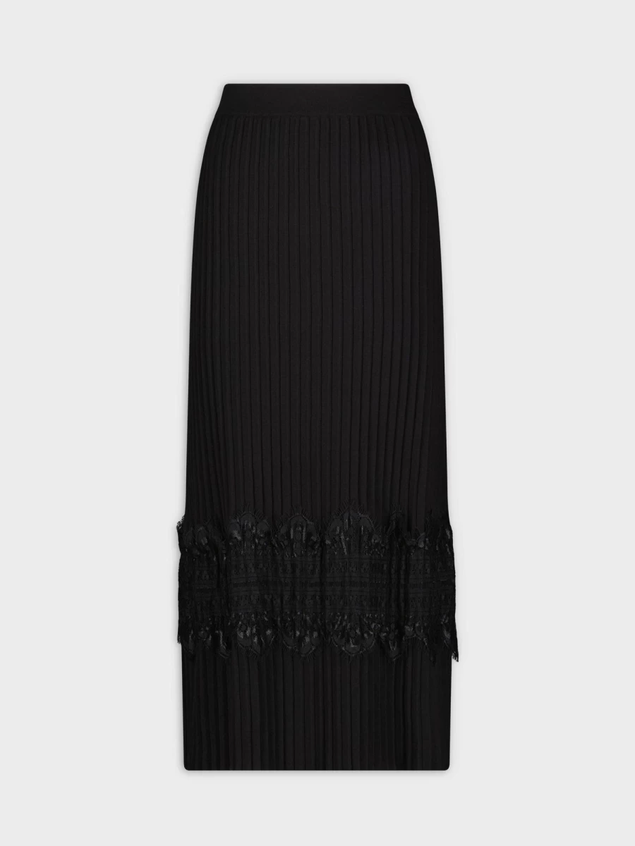 POSE Women's Elegant Black Lace Trim Skirt - Stylish & Comfortable