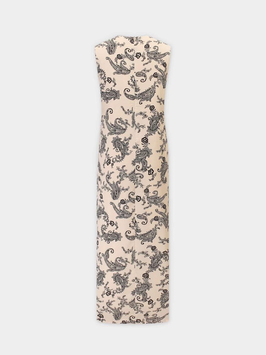 Pose Women's Sleeveless Crew Neck Paisley Print Dress - Bone